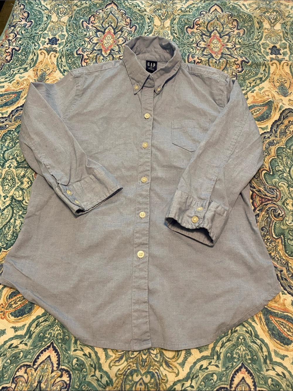 GAP Boys Button-Down Oxford Shirt in Pale Blue